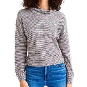 Madewell Textured Turtleneck Top Women’s Size M Rainbow Stripe Rib Knit Pullover